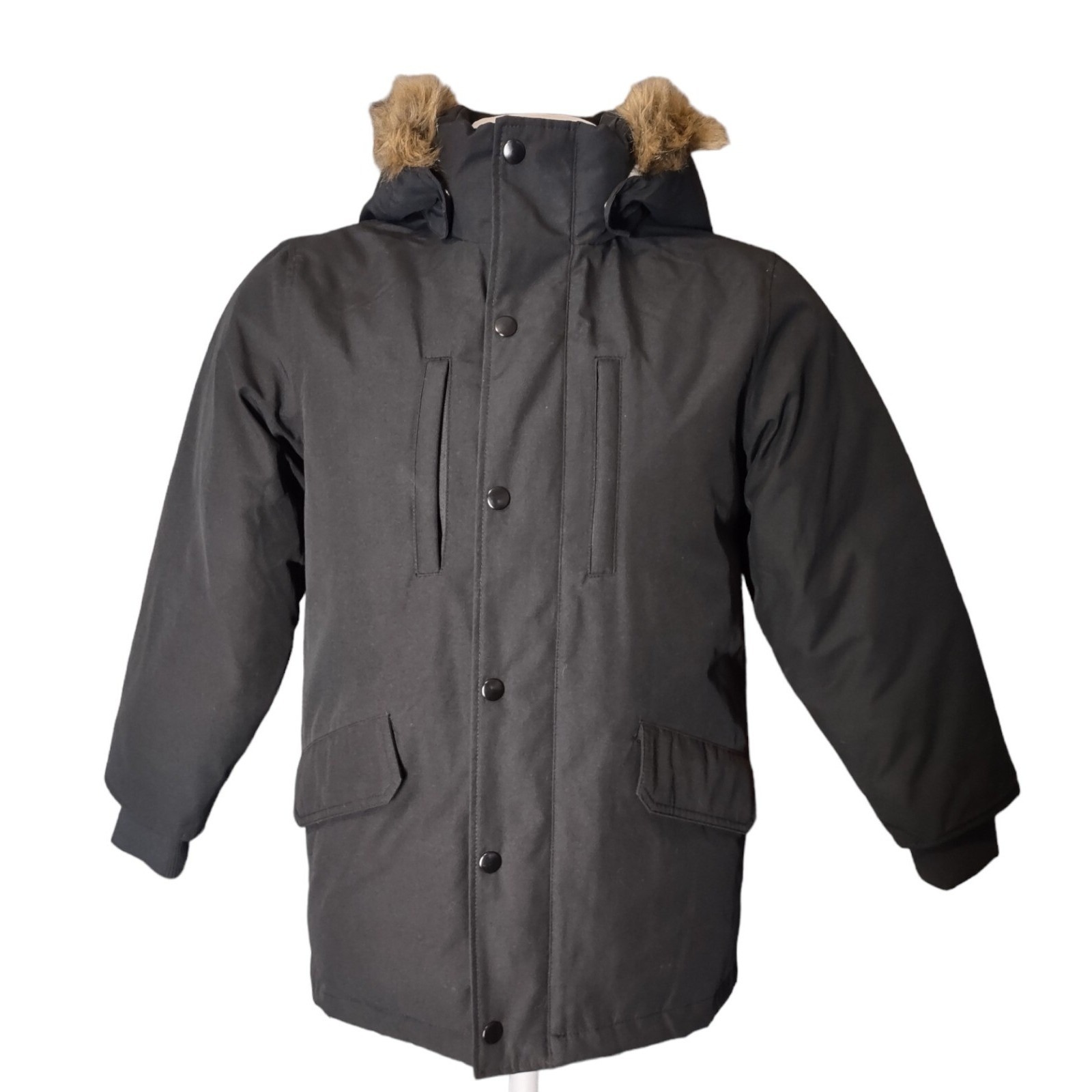 Swiss Tech Parka Jacket Xl 14-16 Womens Gorp Core Cabin Core Black Faux Fur Hood